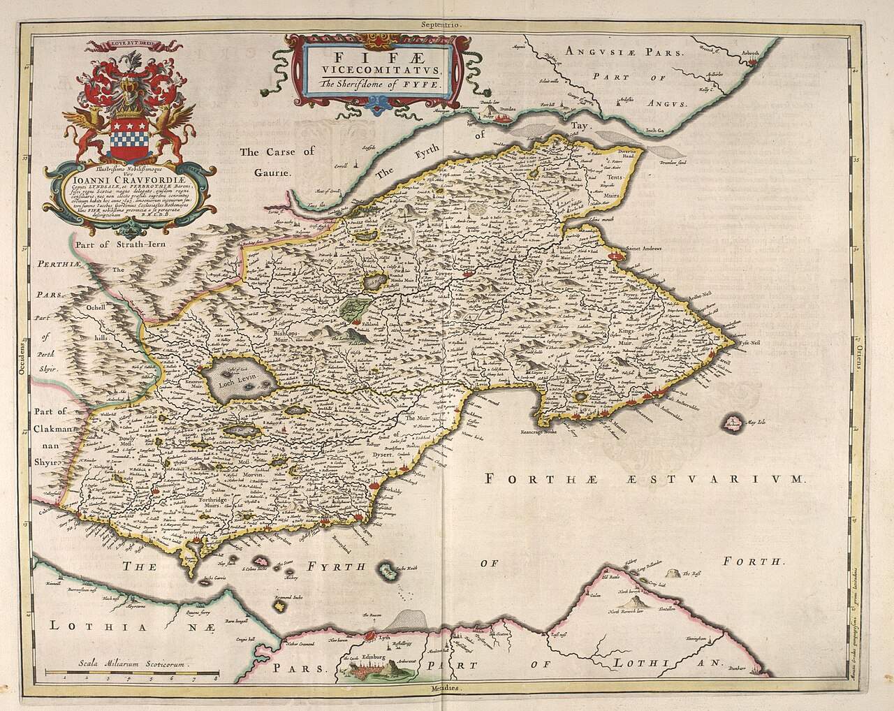 Joan Blaeu's 1654 map of Fife, titled Fifae Vicecomitatus, The Sherifdome of Fyfe