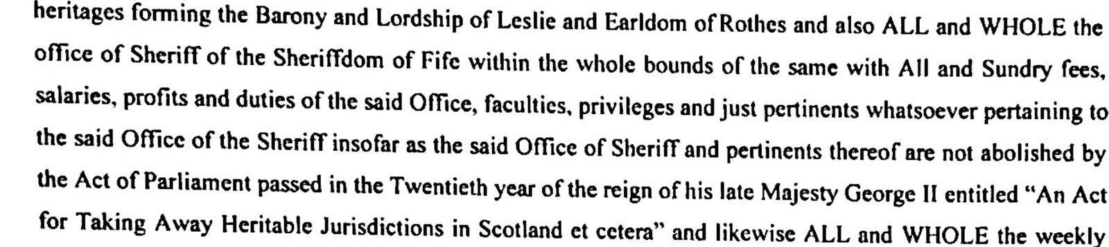 Typed text of the disposition of 4 May 2004 conveying the office of Sheriff of the Sheriffdom of Fife in so far as not abolished by the Act of George II